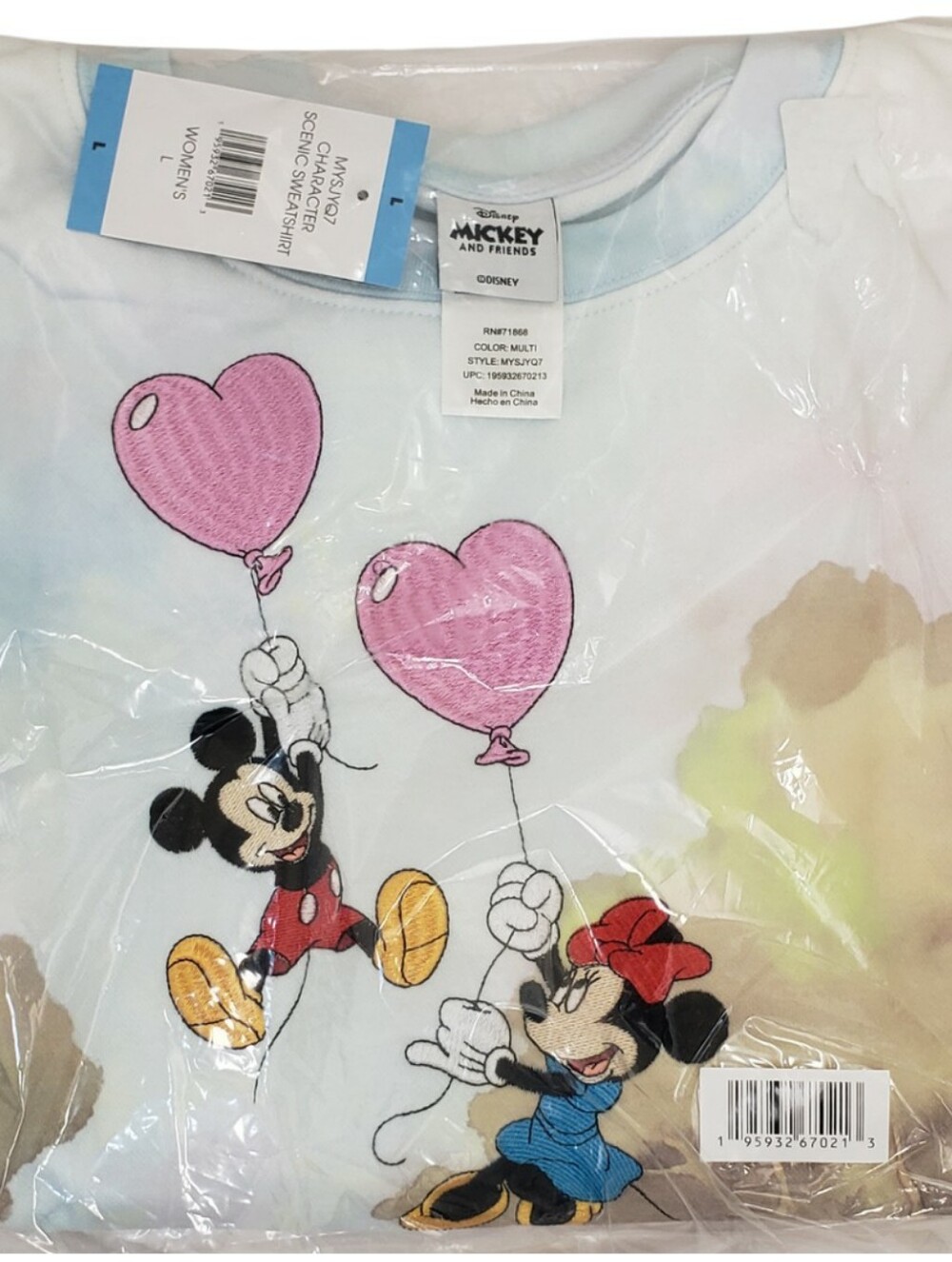 Character Women's  Scenic Sweatshirt Mickey And Minnie Mouse NWT